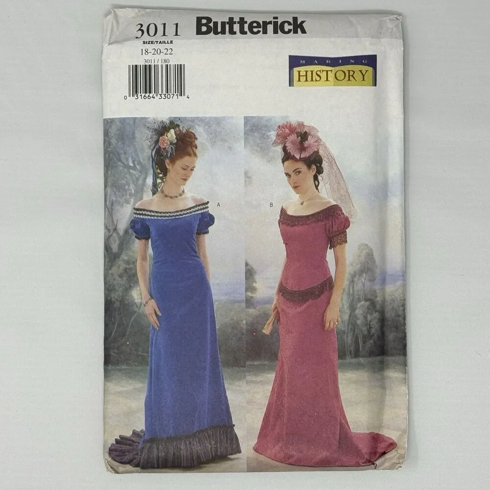 Butterick 3011 Sewing Pattern Edwardian Gown Dress Train Size 18 20 22 History - Picture 2 of 12
